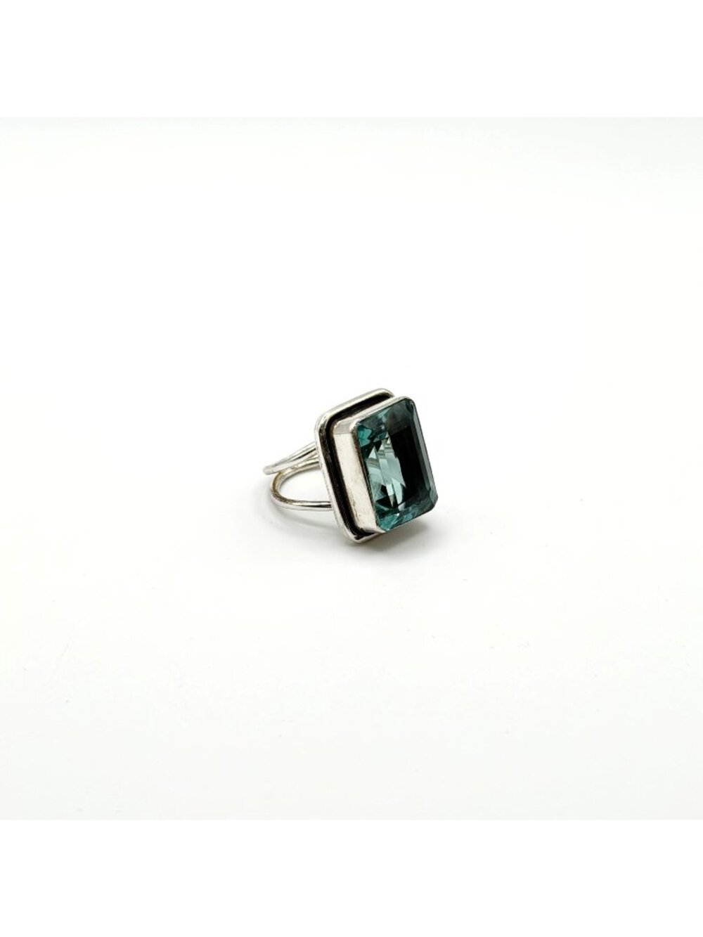 925 Sterling Silver Handmade Aquamarine Ring Size 7.5
